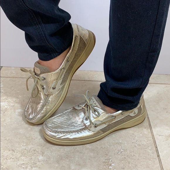 Sperry Shoes - Sperry Top Sider metallic gold moccasins sz 9